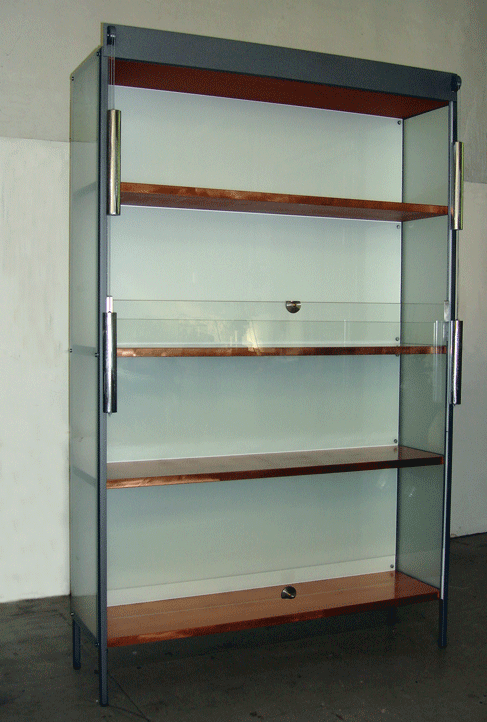 Sculpture Display Case – Mixed Metals, Glass and Wood, view 1